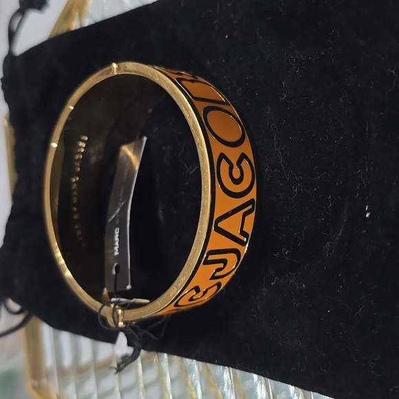 Marc by Marc Jacobs Orange Enamel and Goldtone Metal Clamper Bracelet - Picture 8 of 9